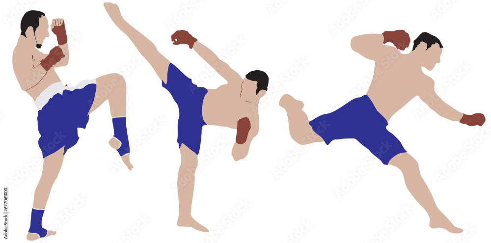 set of martial art fighter silhouettes