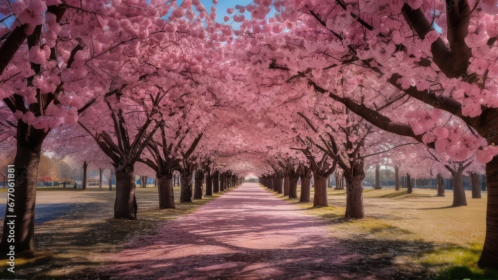 tree tunnel path in the spring