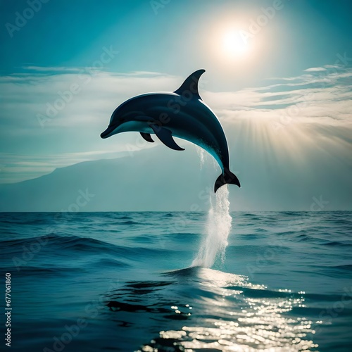 dolphin jumping into the sea