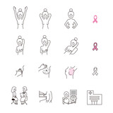 乳がん検診に関するイラストセット