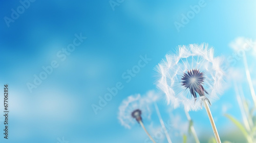 Macro Dandelion at Blue Background - Nature Photography Close-Up
