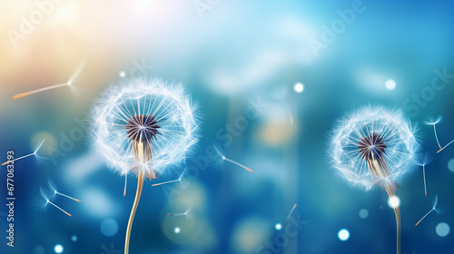 Macro Dandelion at Blue Background - Nature Photography Close-Up