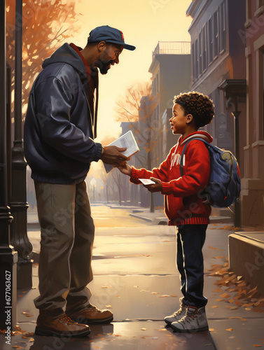 An Illustration Of A Young Child Giving A Thank You Card To The Mail Carrier For All The Holiday Package Deliveries