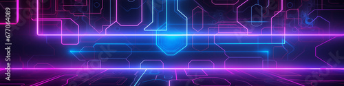 Neon technology background, empty space, futuristic style