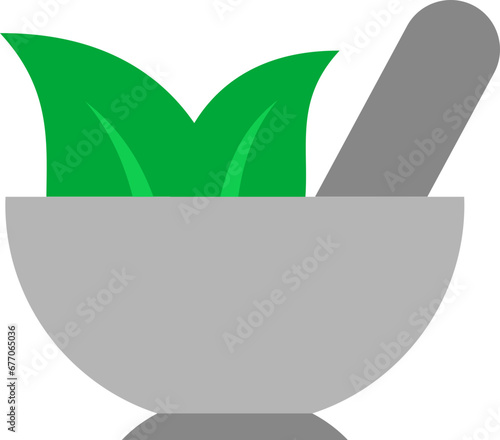 Mortar and pestle herbal illustration