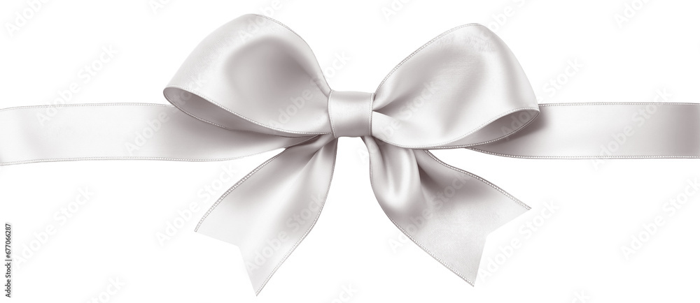 Naklejka premium White silver ribbon and bow, cut out