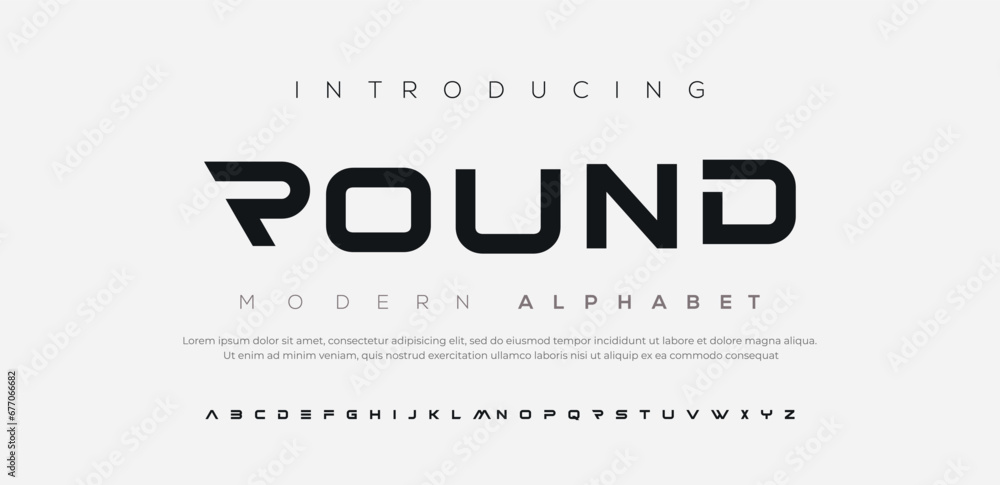 Fototapeta premium ROUND Modern Bold Font. Regular Italic Number Typography urban style alphabet fonts for fashion, sport, technology, Crypto, digital, movie, logo design, vector illustration