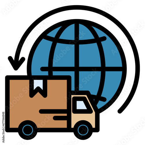 Logistics Outline Color Icon. Included in Delivery Pack Icon.