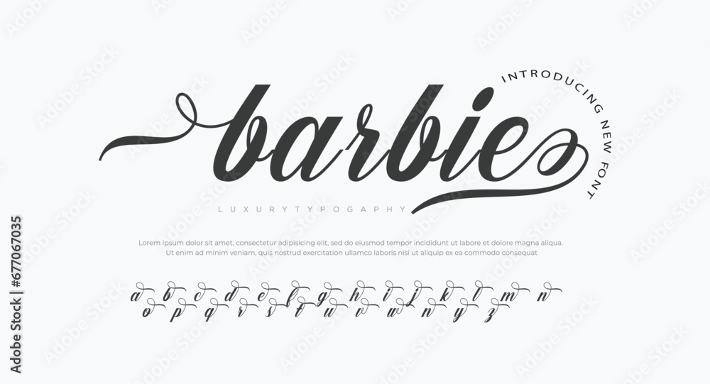 Barbie luxury elegant typography vintage serif font wedding invitation logo music fashion property - obrazy, fototapety, plakaty 