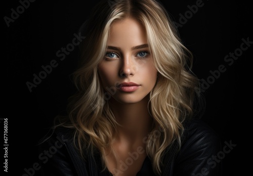 Wallpaper Mural Dramatic portrait of a young beautiful blonde woman in dark colors. Women's beauty and fashion. Torontodigital.ca
