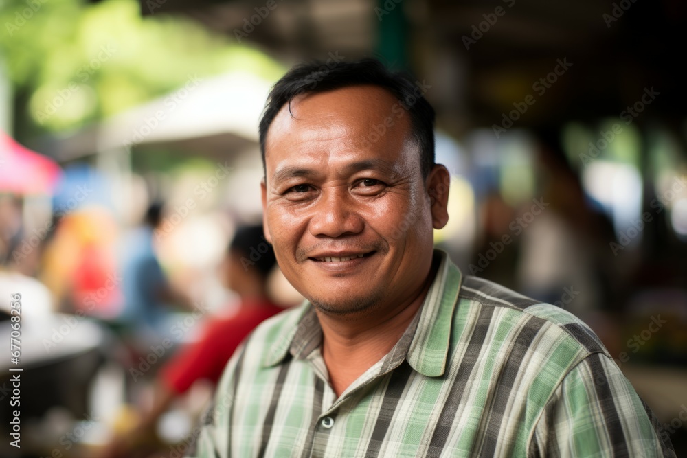 an indonesia middle age man smile at camera an indonesia middle age man smile at camera