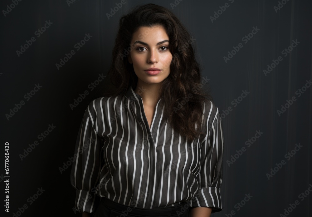 Dramatic portrait of a young beautiful woman in dark colors. Women's beauty and fashion.