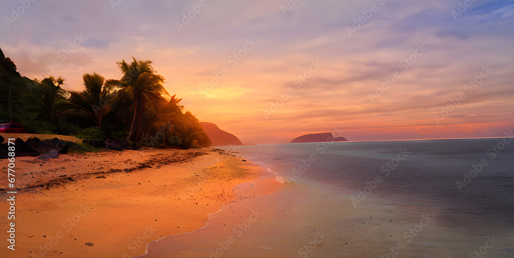 Beach on Samoa during sunset