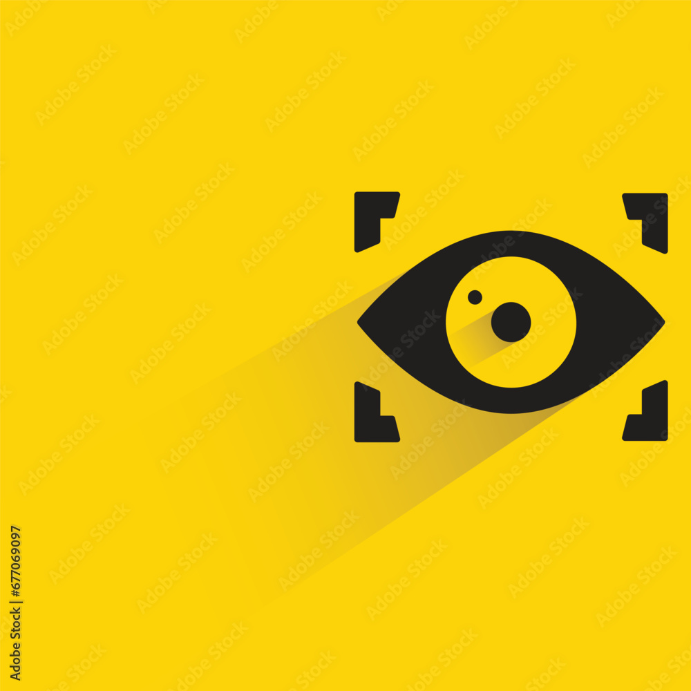 eye scan with shadow on yellow background eye scan with shadow on yellow background