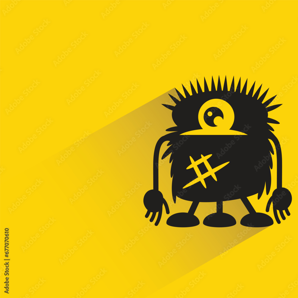 monster character with shadow on yellow background monster character with shadow on yellow background