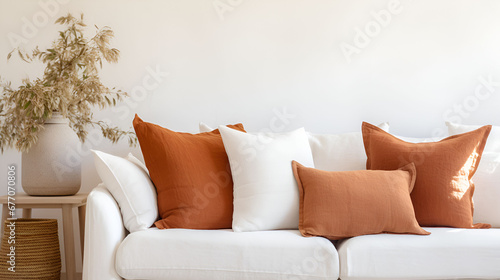 Modern living room,Close up Pillows on Sofa, minimalist design, Premium Qulity Image photo