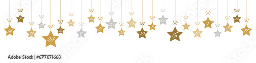 christmas advent calendar 1 to 24 on hanging stars