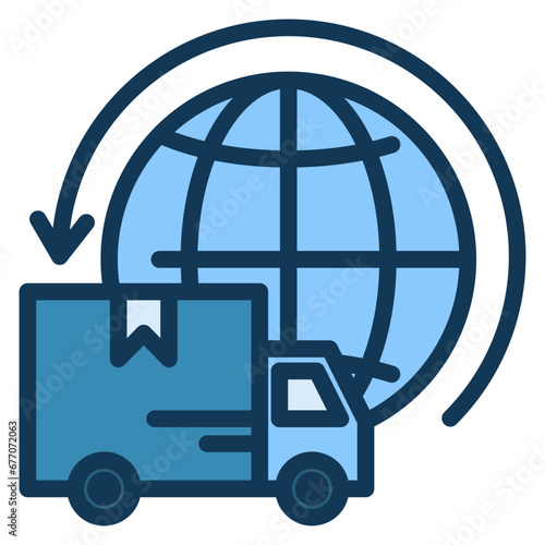 Logistics Blue Icon. Included in Delivery Pack Icon.