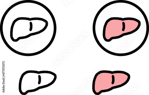 肝臓のシンプルな医療系アイコンセット_Liver_Line_Icon