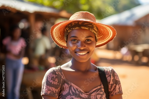 an african young woman smile at camera