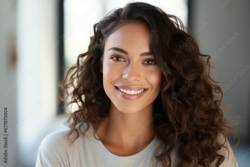 A hispanic young woman smile at camera A hispanic young woman smile at camera