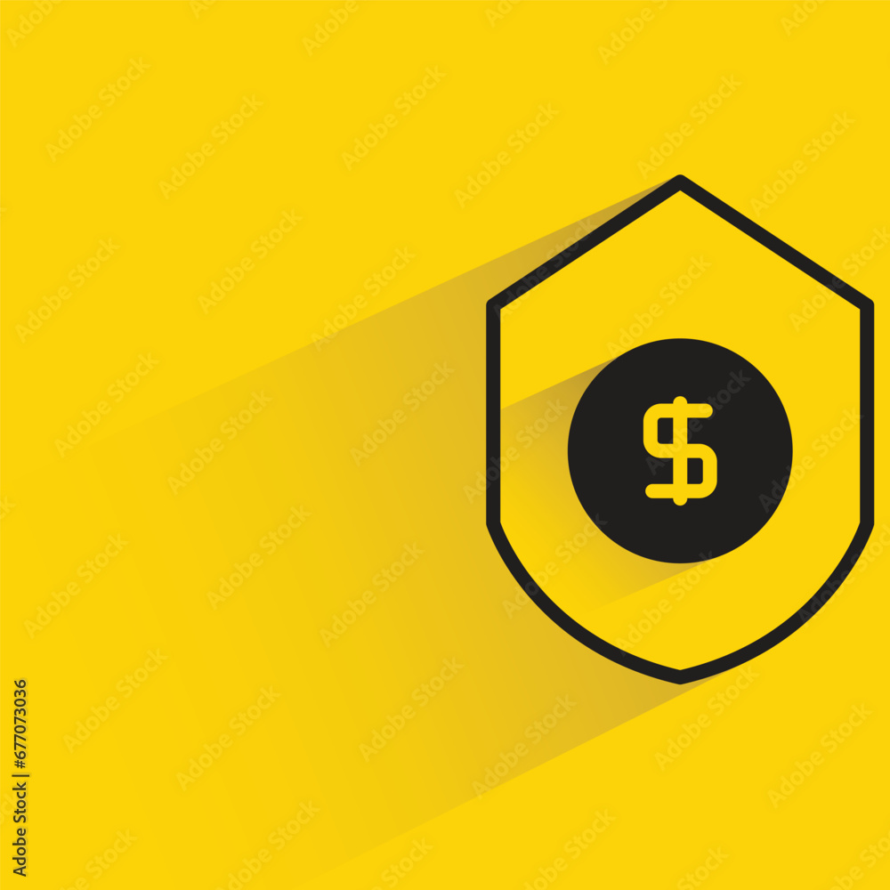dollar shield with shadow on yellow background dollar shield with shadow on yellow background