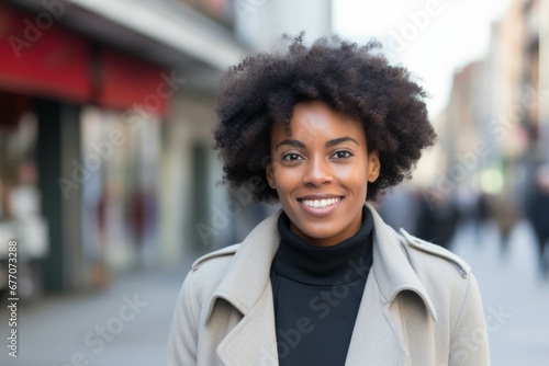 An Europa africa young woman smile at camera