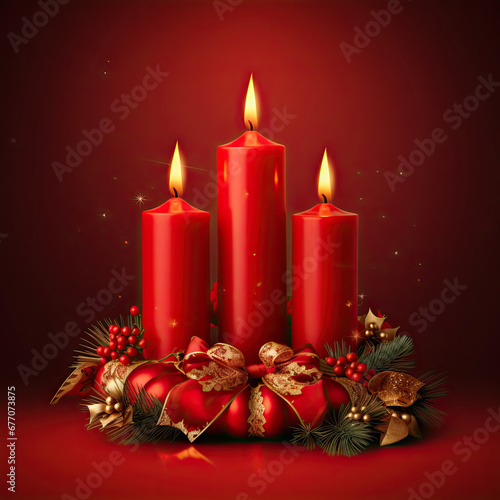 Christmas Template in red with Advent Wreath and Candles