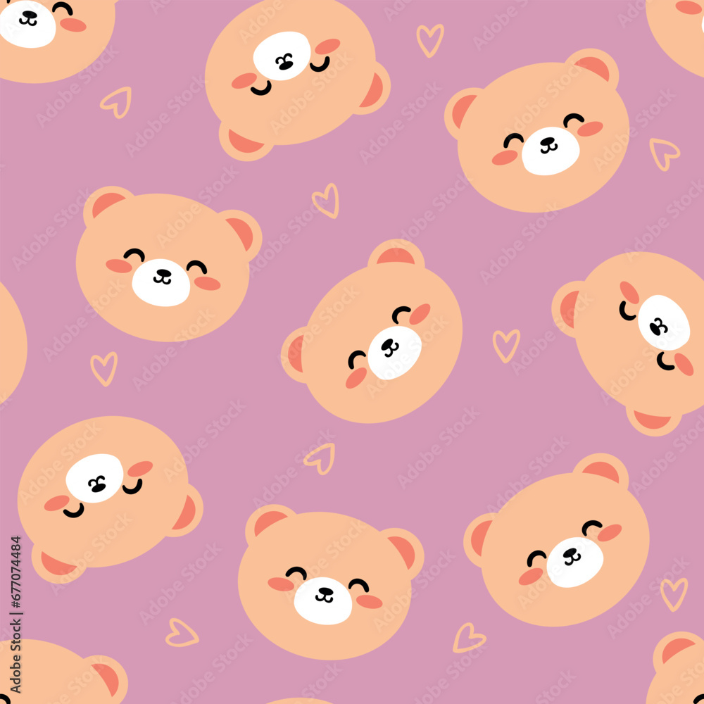 Seamless pattern with cute cartoon bears, for fabric prints, textiles, gift wrapping paper. colorful vector for children, flat style Seamless pattern with cute cartoon bears, for fabric prints, textiles, gift wrapping paper. colorful vector for children, flat style
