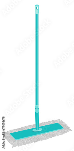 Un balai à frange plat, bleu pour nettoyage grande surface, tout type de sol.