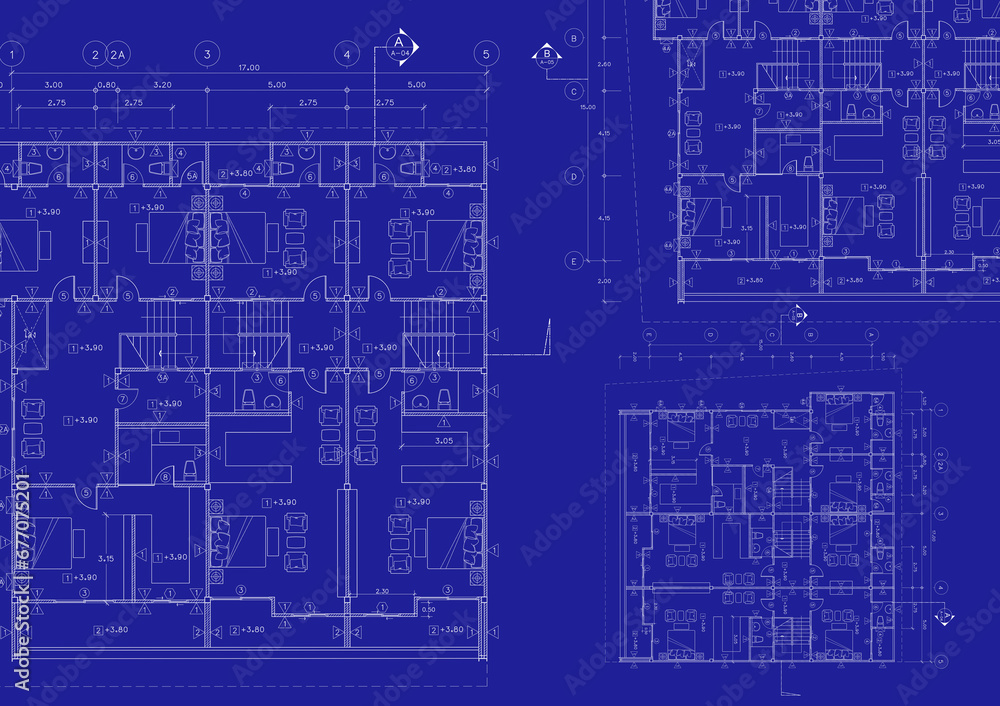 Floor plan designed building on the drawing. Floor plan designed building on the drawing.