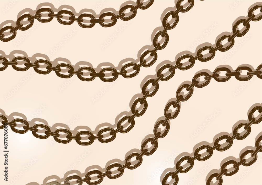 Metal chain made of gold. Realistic seamless wavy chains. Template for your design. Vector Metal chain made of gold. Realistic seamless wavy chains. Template for your design. Vector