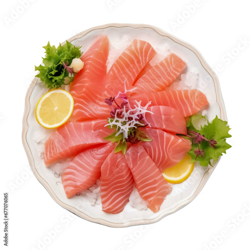 A photo of Sashimi Japanese most famous food, Sashimi isolated on white background