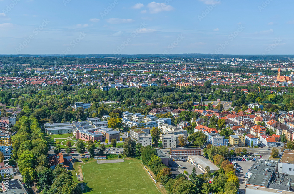Augsburg im Luftbild, Blick über den Wittelsbacher Park ins Wertachtal Augsburg im Luftbild, Blick über den Wittelsbacher Park ins Wertachtal