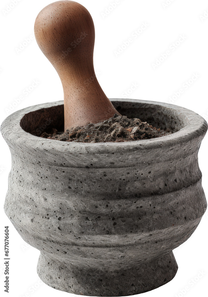 Mortar and pestle grinder transparent background PNG clipart Stock