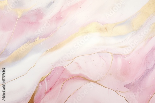 Abstract marble background fluid art painting alcohol ink style with a mix of light pink, white and gold colors