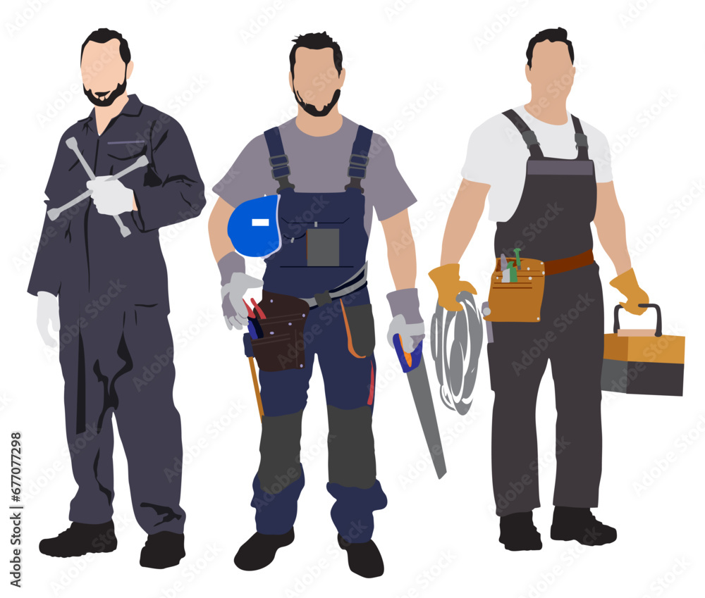 workers in uniform with tools workers in uniform with tools