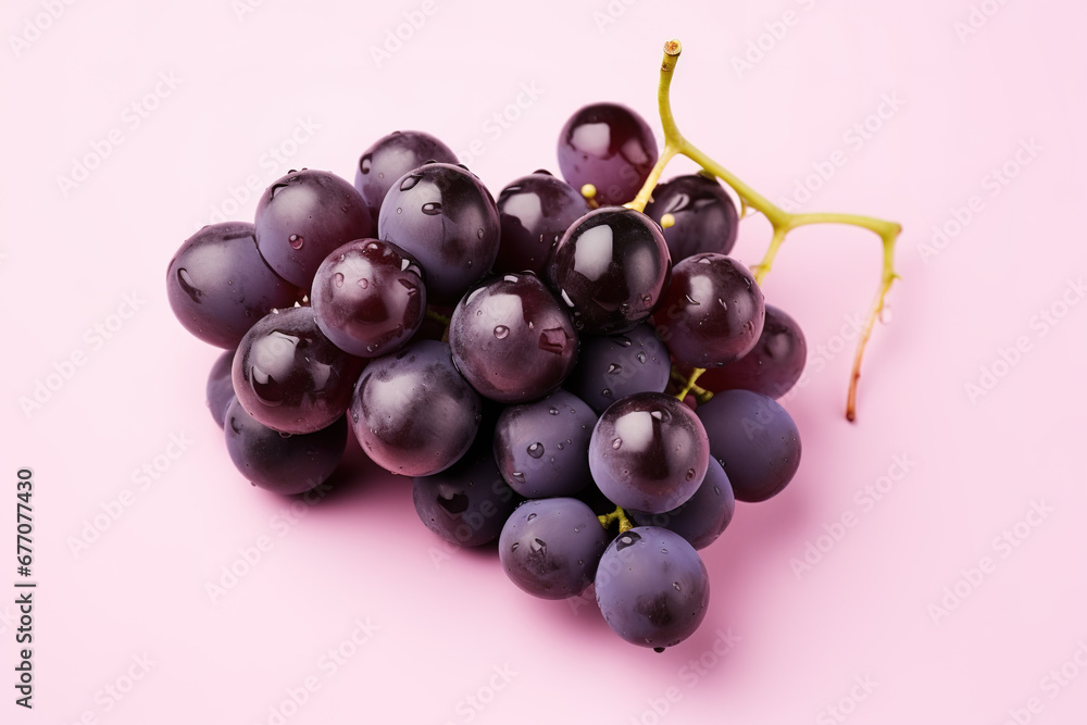 black grapes on a pink background