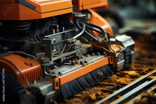Close-up sweeper machine cleaning photo
