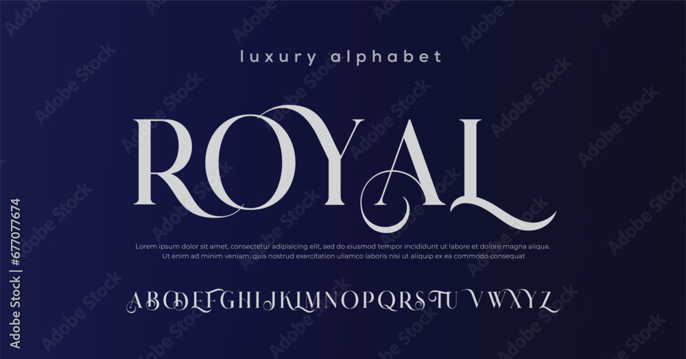 Royal Luxury alphabet letters font. Typography elegant Modern classic lettering serif fonts decorative vintage retro concept. vector illustration - obrazy, fototapety, plakaty 