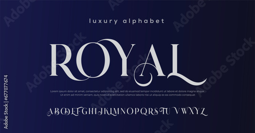 Royal Luxury alphabet letters font. Typography elegant Modern classic lettering serif fonts decorative vintage retro concept. vector illustration photo