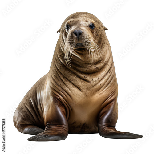 Sea Lion in a Pose Isolated on Transparent or White Background, PNG © The