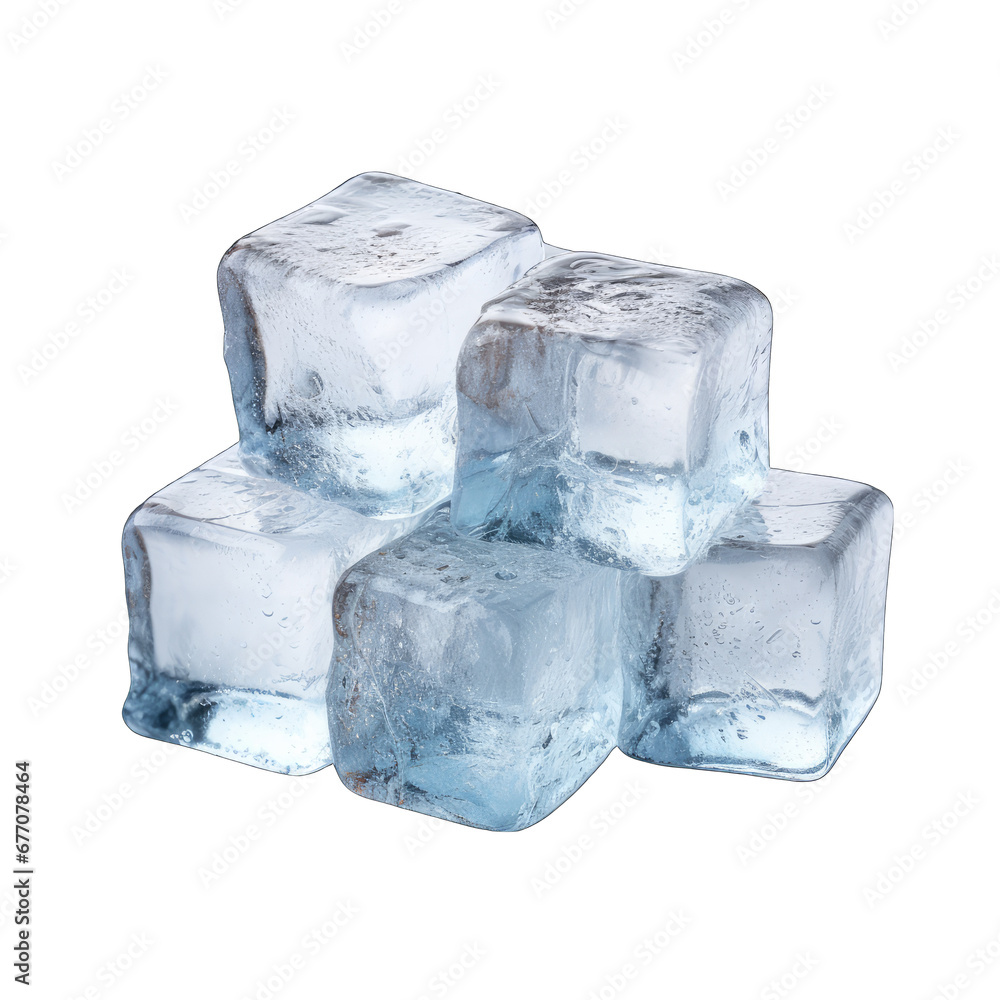 Obraz premium Ice Cubes in a Pile Isolated on Transparent or White Background, PNG