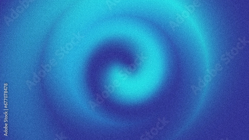 4K Elegant blue grainy gradient spiral vortex background. Blue rotation gradient with noise. Grainy liquid texture.