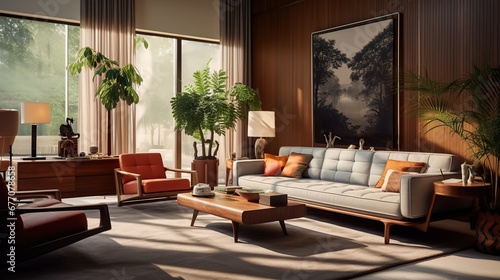 Modern cozy living room. Mid-century style