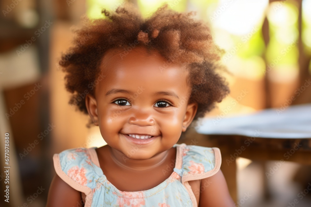 close up of africa baby smile at camera