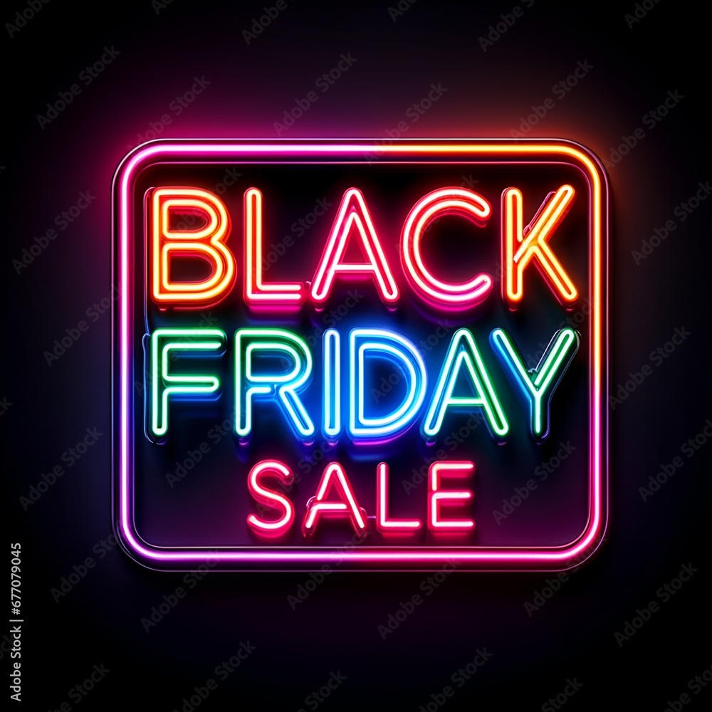 Black friday sale colorful neon sign.