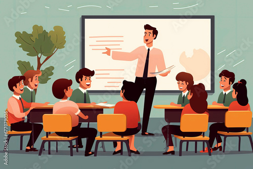 Generative AI illustration of a teacher at school
