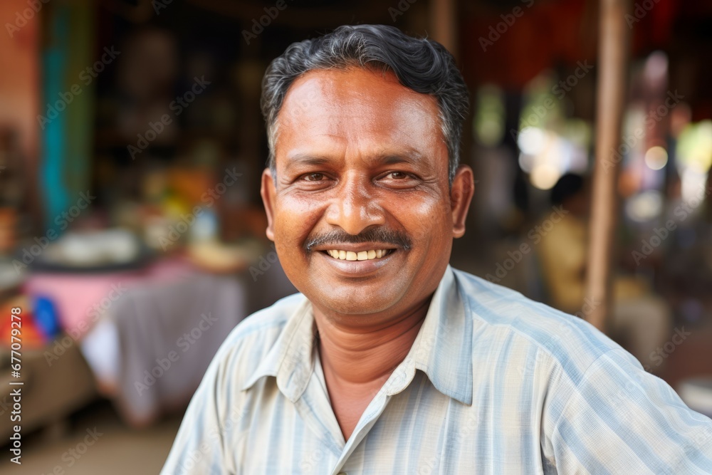 An india man middle-age smile at camera An india man middle-age smile at camera
