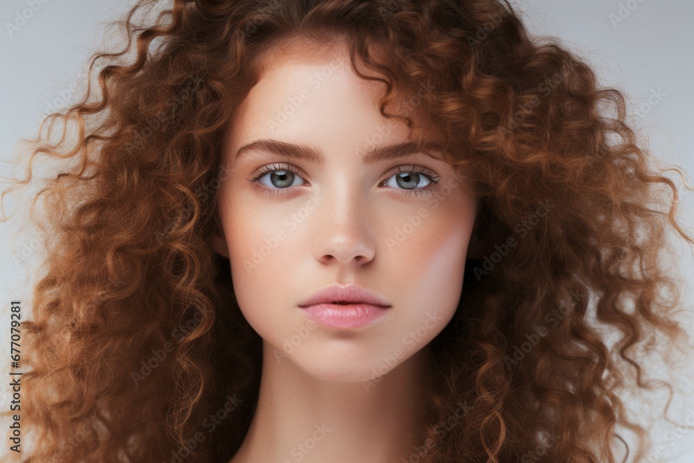 close up Woman with dry frizzy and thirsty natural curly hair close up Woman with dry frizzy and thirsty natural curly hair
